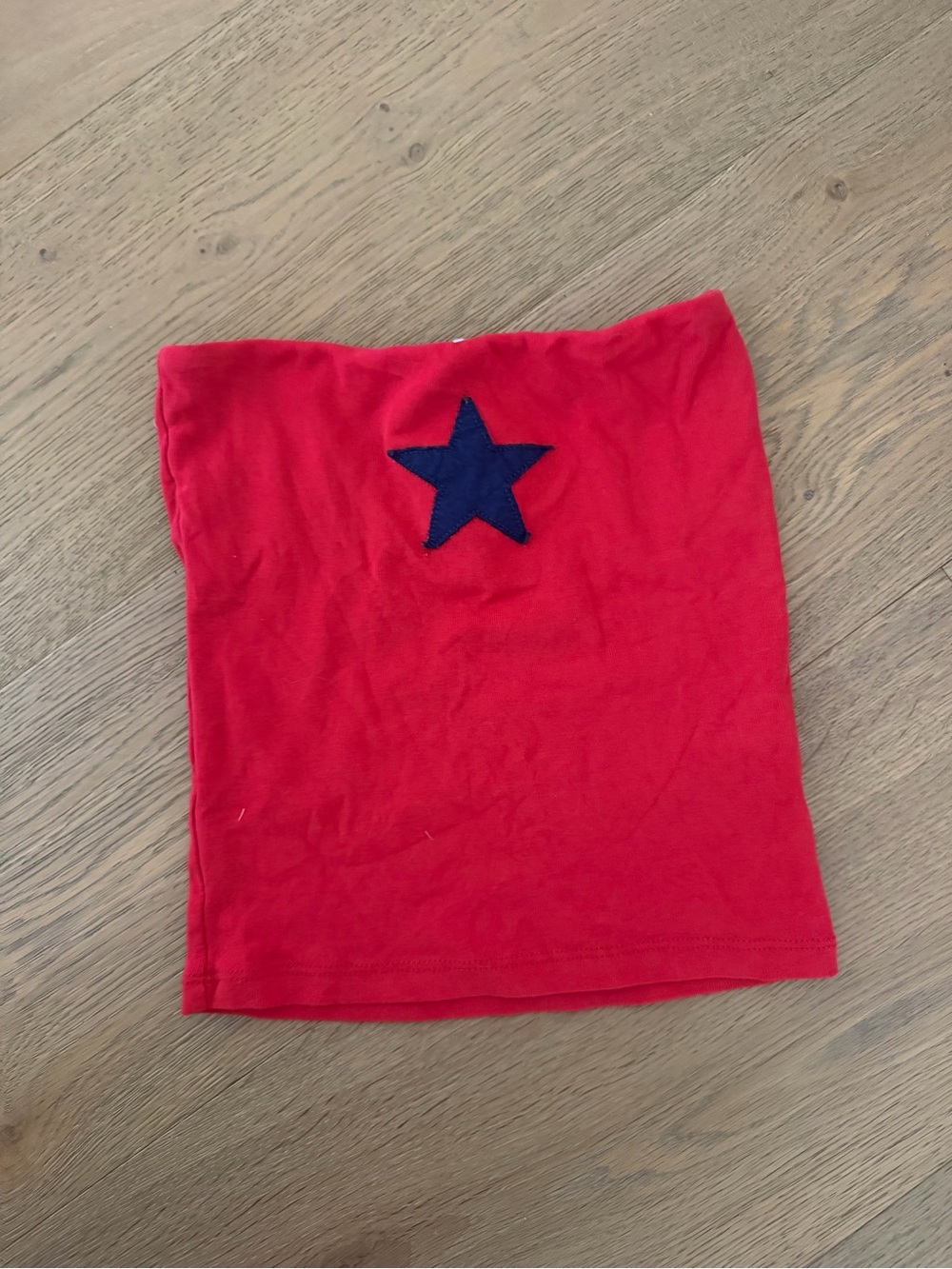 Red Mini Tube Skirt with Navy Star Detail